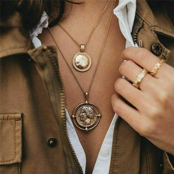 Jewelry - New Vintage Inspired Gold Roman Coin Necklace
